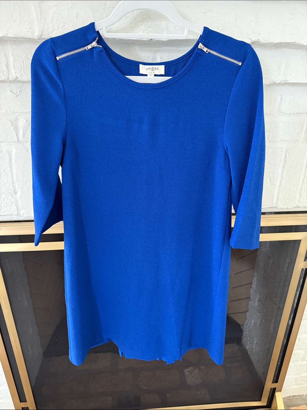 Umgee Royal Blue Shift Dress with Silver Shoulder Zipper